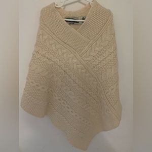 Girls size L Merino Wool Knit Irish Poncho